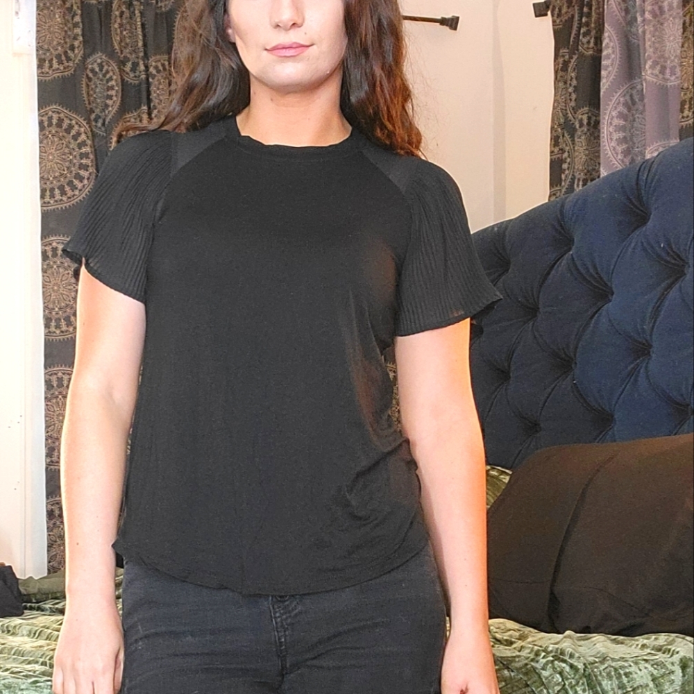 Black Butterfly Sleeve Top M